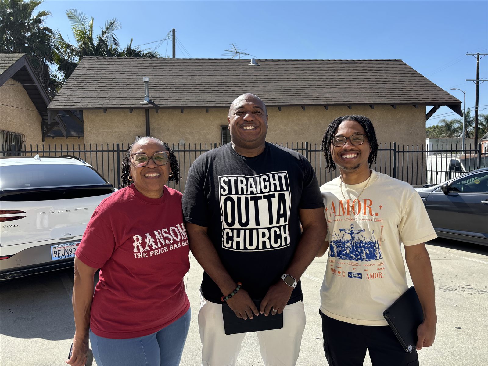 Elijah with family outside their church in South Central Los Angeles